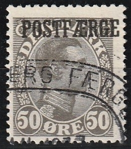 FRIMÆRKER DANMARK | 1922-26 - AFA 7 - 50 øre olivgrå Postfærge - Stemplet